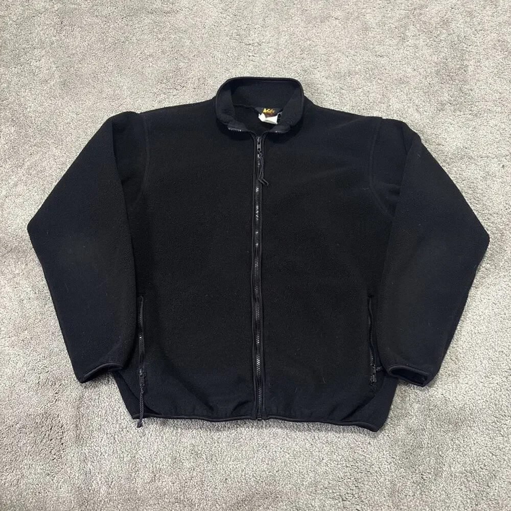 Vintage REI Jacket Mens Large Black Fleece FUll ZIp Pockets Outdoor Casual